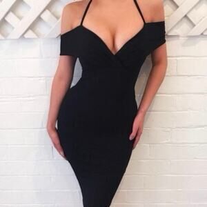 NOOKIE Black Midi Dress Whimsigoth Bodycon Gothic Dark romantic New Size XS 2